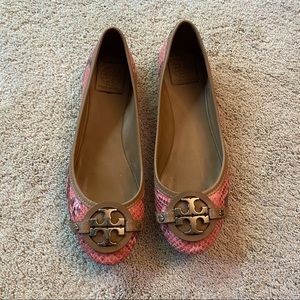 Tory Burch Logo Ballet Flats - Pink Snake